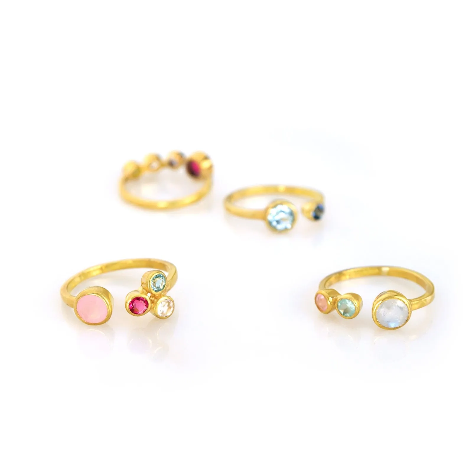 Birthstone Cluster Adjustable Ring - Mom of Three Kids