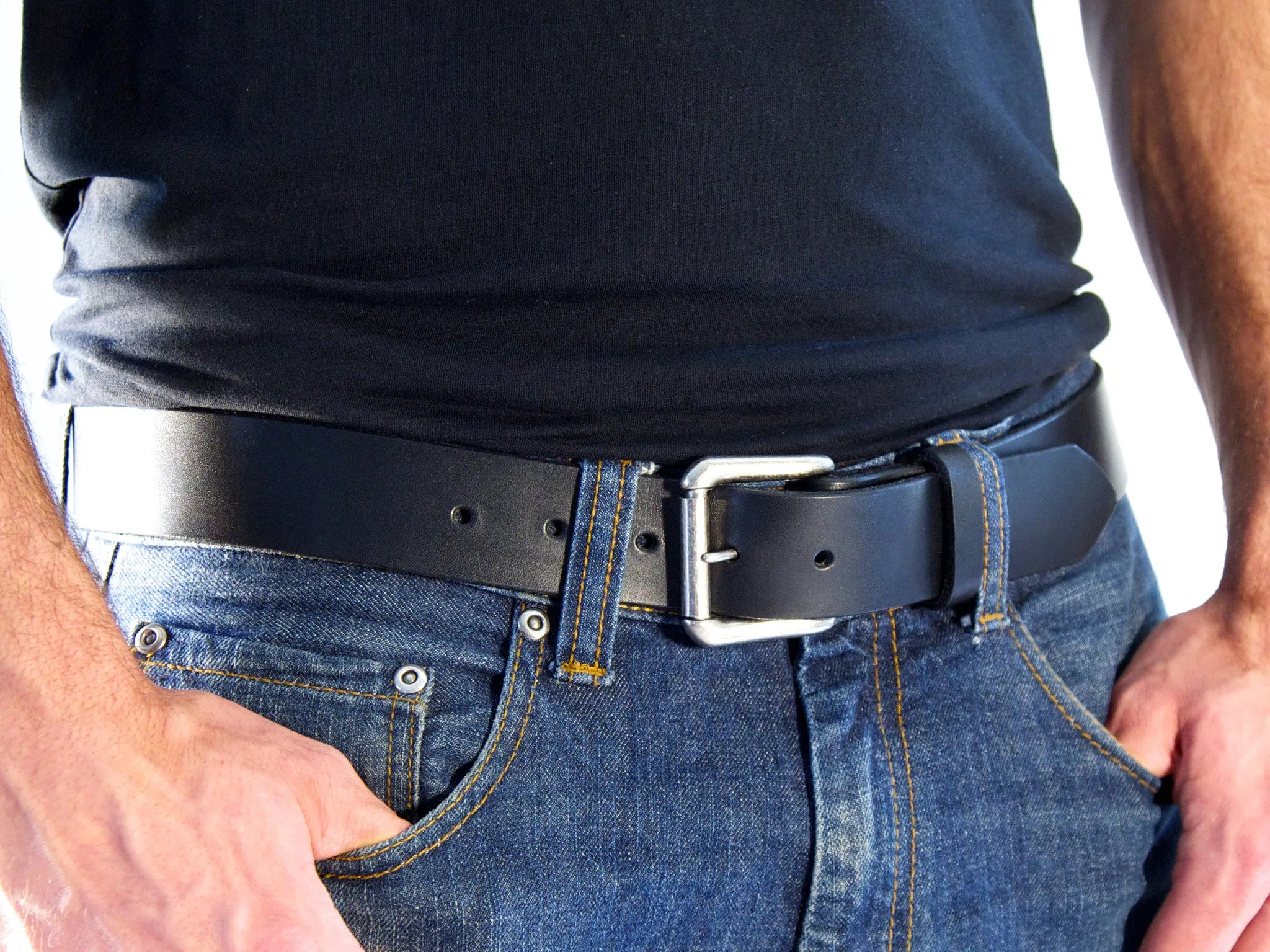 Black Latigo Leather Belt