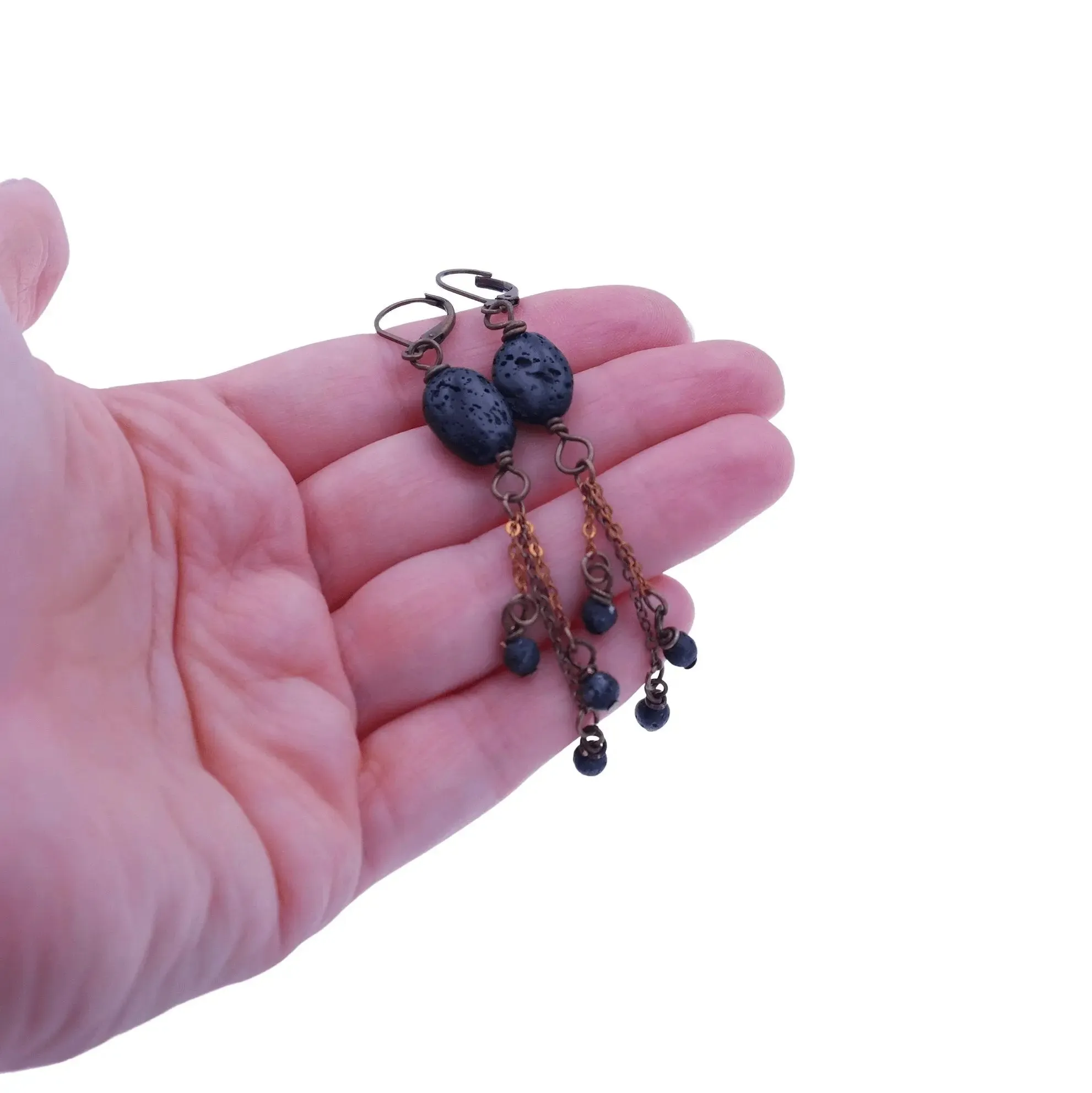 Black Lava Stone Earrings