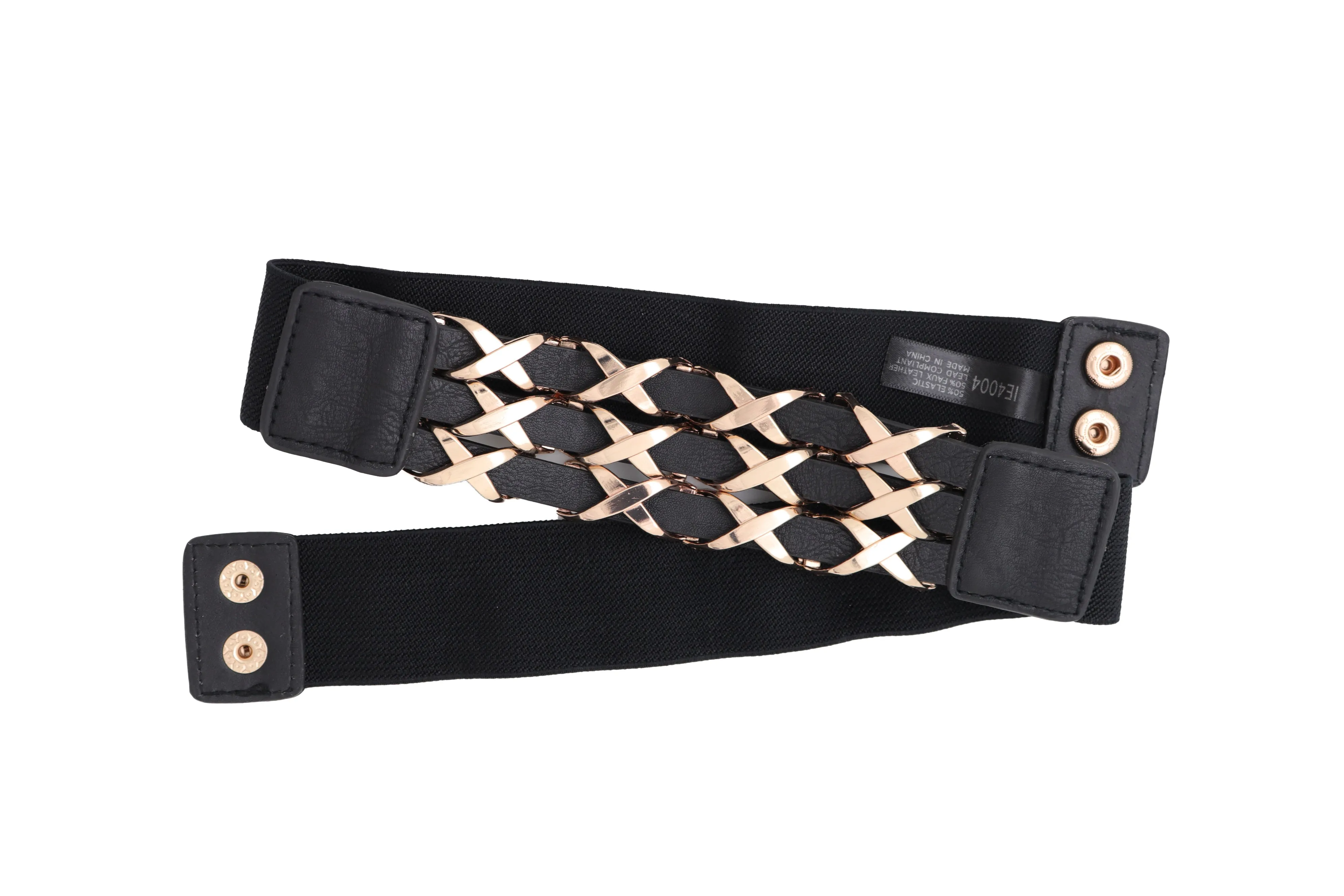 Black Stretch Waistband Fashion Belt Hip Waist Gold Metal XX Charm Fit S M