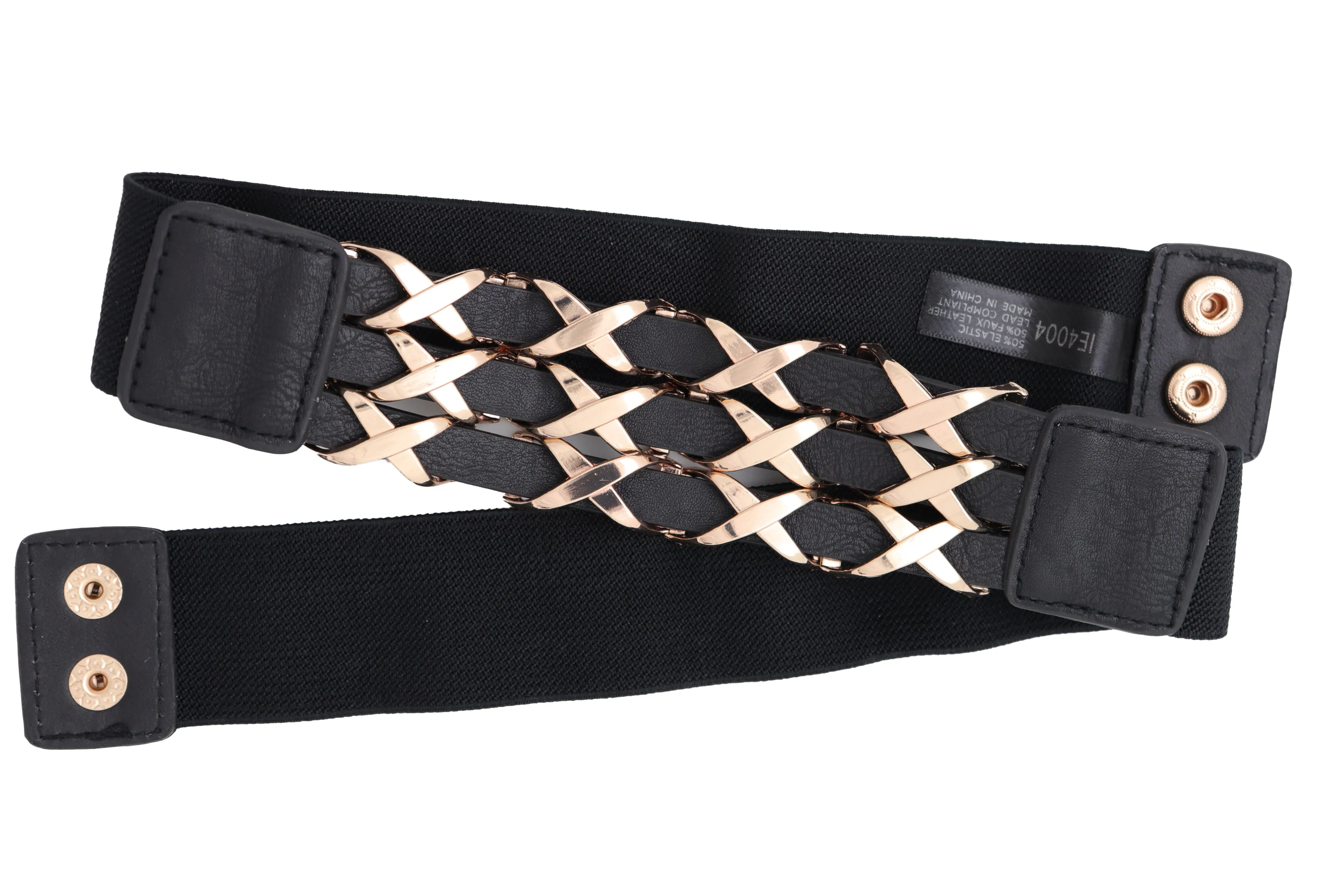Black Stretch Waistband Fashion Belt Hip Waist Gold Metal XX Charm Fit S M