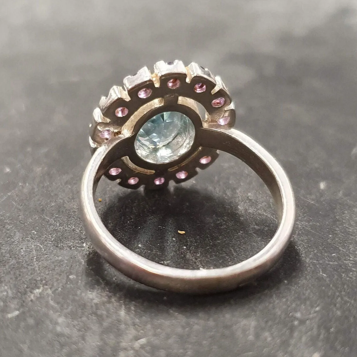 Blue Victorian Ring - Blue Topaz Ring - Vintage Flower Ring