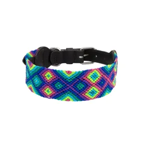 Bright Emerald - Embroidered Dog Collar With Leather