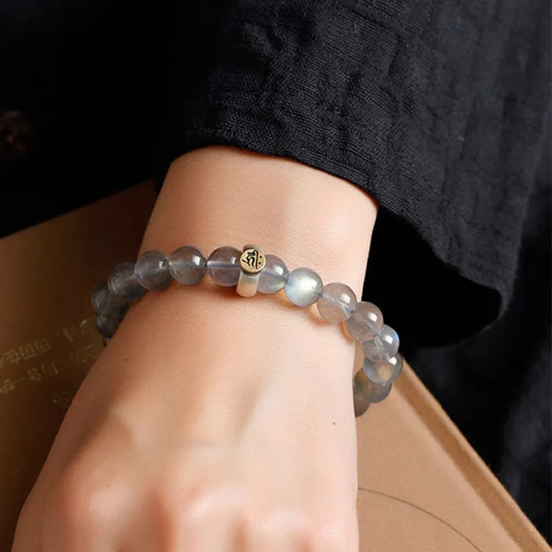 Buddha Stones 12 Chinese Zodiac Moonstone Calm Love Bracelet