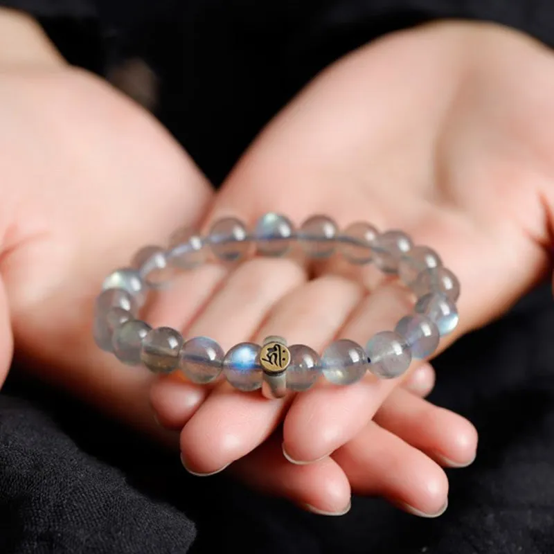 Buddha Stones 12 Chinese Zodiac Moonstone Calm Love Bracelet