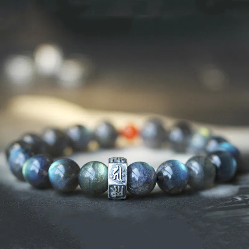 Buddha Stones 12 Chinese Zodiac Moonstone Red Agate Love Positive Bracelet