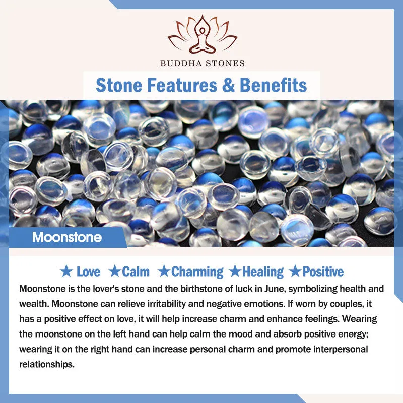 Buddha Stones 12 Chinese Zodiac Moonstone Red Agate Love Positive Bracelet