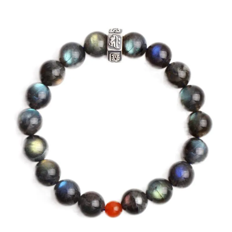 Buddha Stones 12 Chinese Zodiac Moonstone Red Agate Love Positive Bracelet