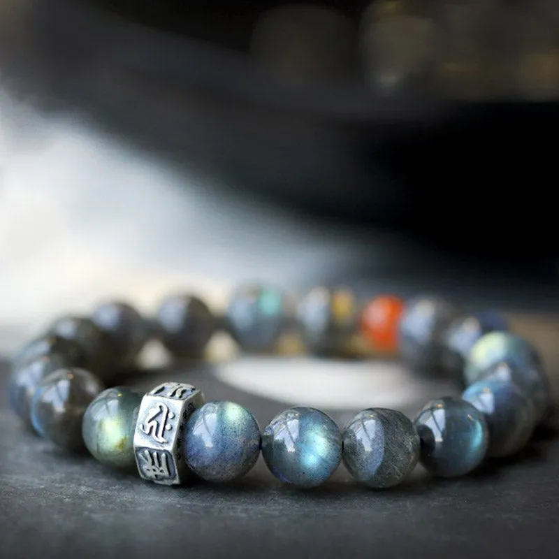 Buddha Stones 12 Chinese Zodiac Moonstone Red Agate Love Positive Bracelet