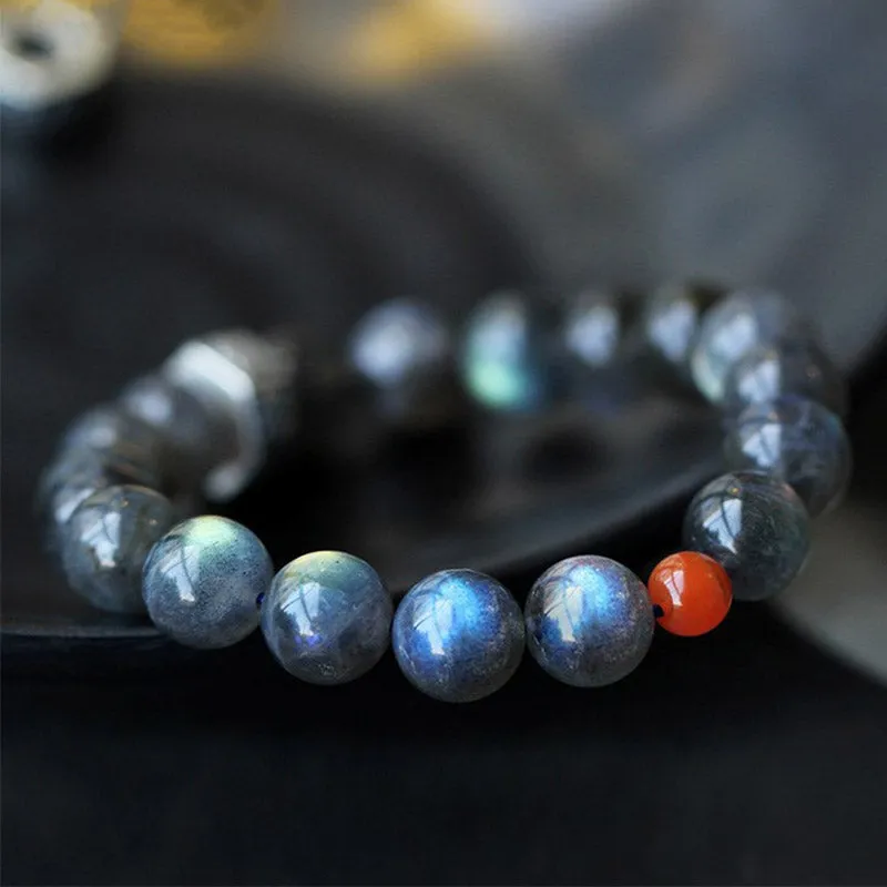 Buddha Stones 12 Chinese Zodiac Moonstone Red Agate Love Positive Bracelet