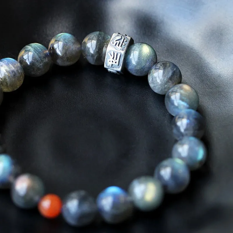 Buddha Stones 12 Chinese Zodiac Moonstone Red Agate Love Positive Bracelet