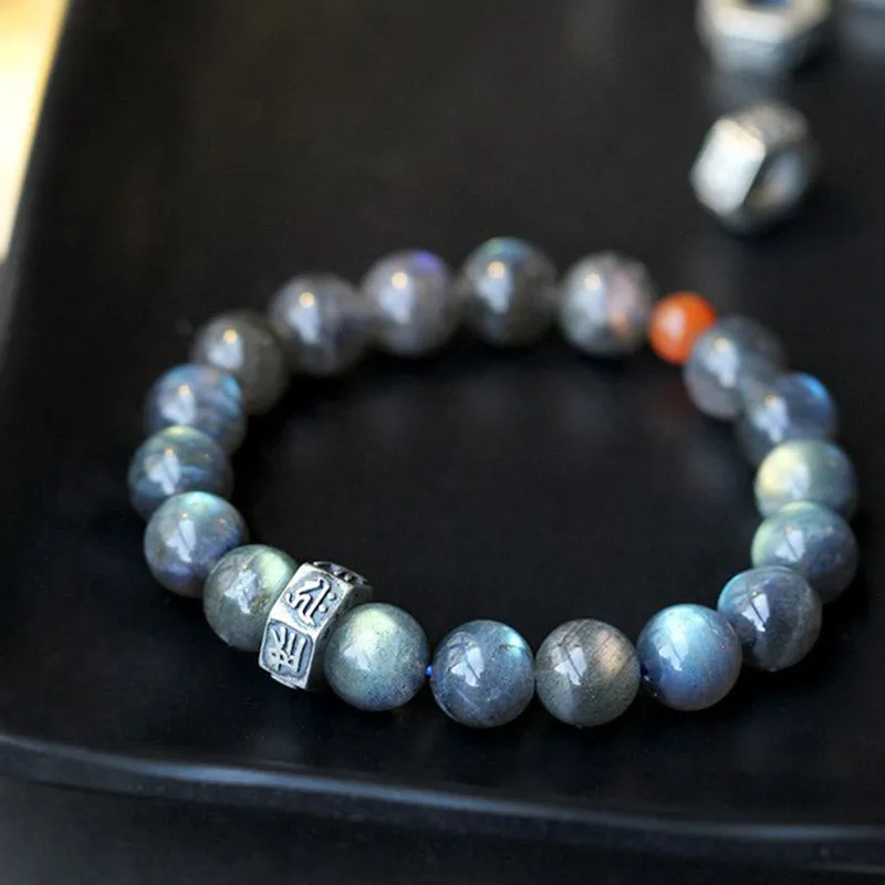 Buddha Stones 12 Chinese Zodiac Moonstone Red Agate Love Positive Bracelet
