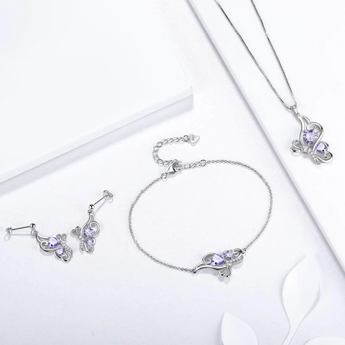 Butterfly Birthstone June Alexandrite Bracelet Women Girls Jewelry Birthday Gift 925 Sterling Silver