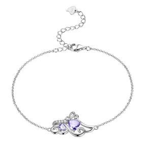 Butterfly Birthstone June Alexandrite Bracelet Women Girls Jewelry Birthday Gift 925 Sterling Silver