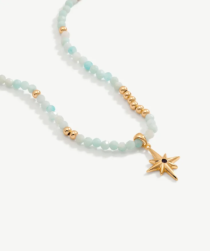 Celestial Gemstone Beaded Star Necklace
