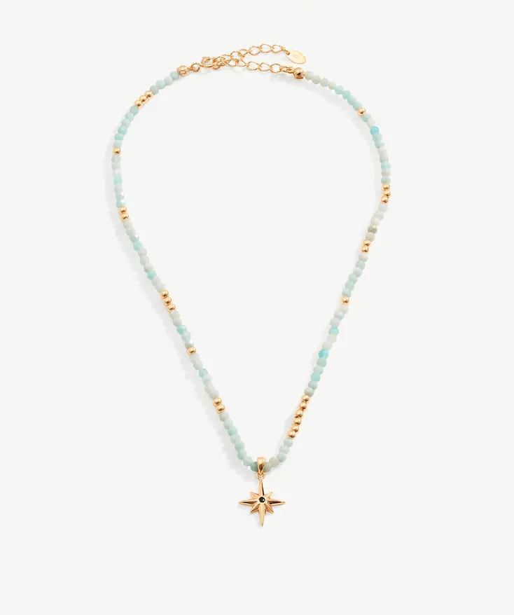 Celestial Gemstone Beaded Star Necklace
