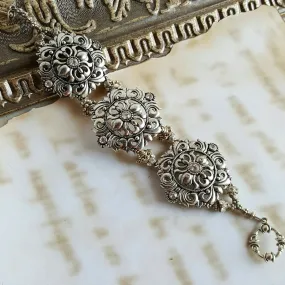 Chunky Tudor Rhinestone Bracelet Renaissance Bridal Jewelry
