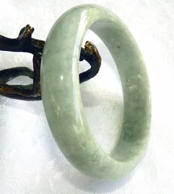 Classic Traditional Green Burmese Jadeite "Old Mine" Bangle Bracelet 57mm (BB2928)