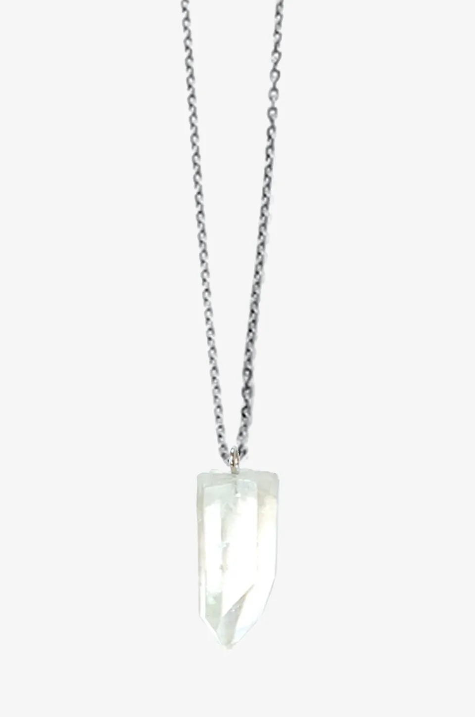 Clear Quartz Aura Crystal Pendant Necklace