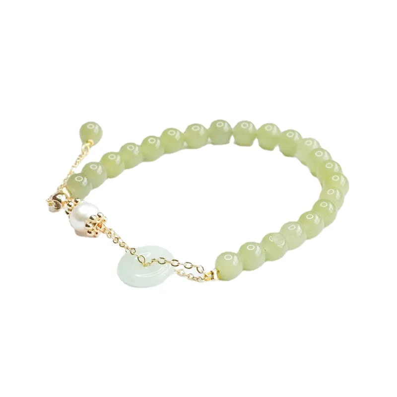 Clear Water Jadeite Bracelet with Sterling Silver Safety Clasp