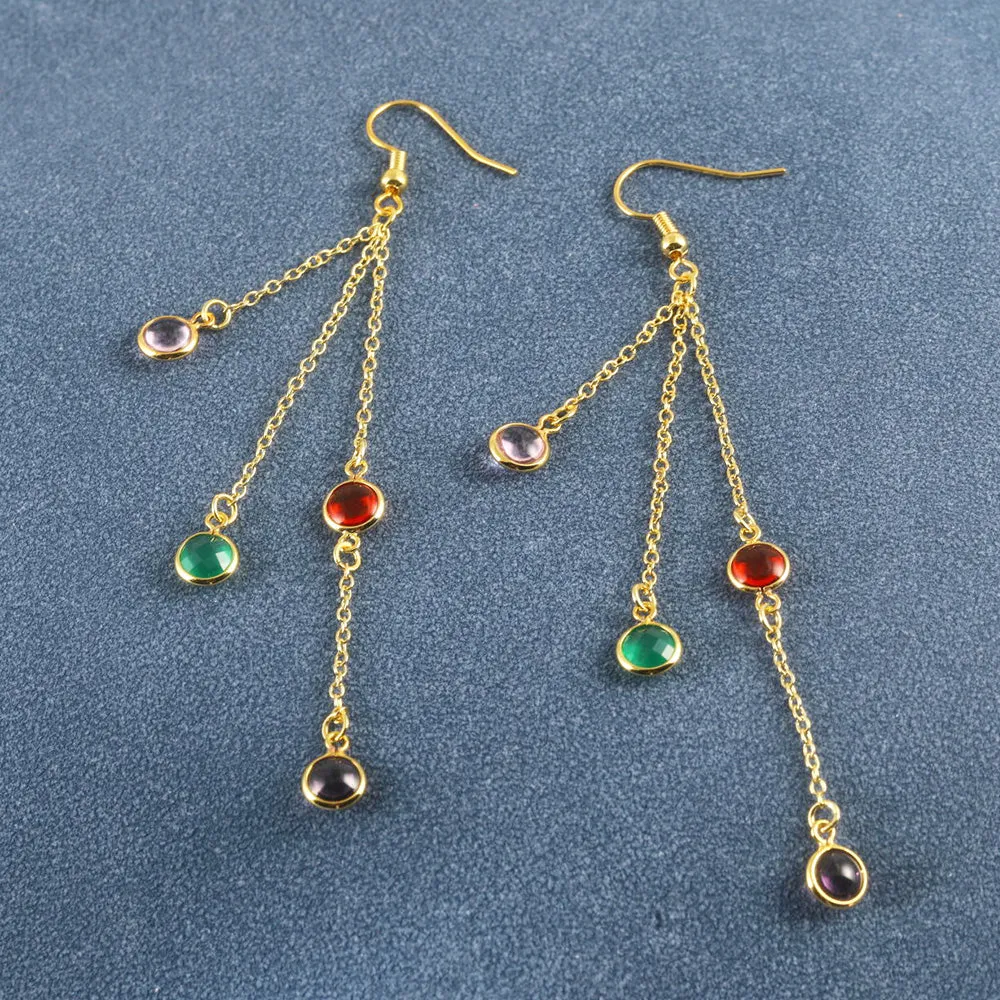 Colorful Spot 24K Gold-Plated Copper Necklace Barceket Jewelry Set Gift Present for Woman