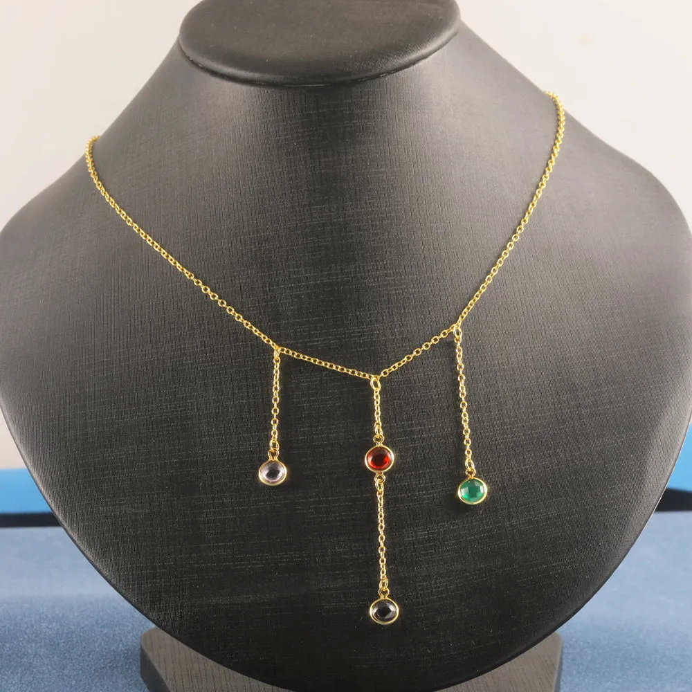 Colorful Spot 24K Gold-Plated Copper Necklace Barceket Jewelry Set Gift Present for Woman