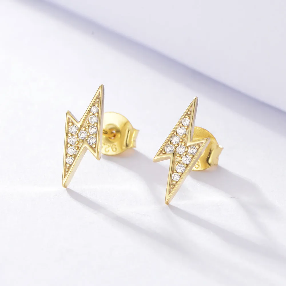 Colourful Zircon Lightning Silver Studs Earrings for Women
