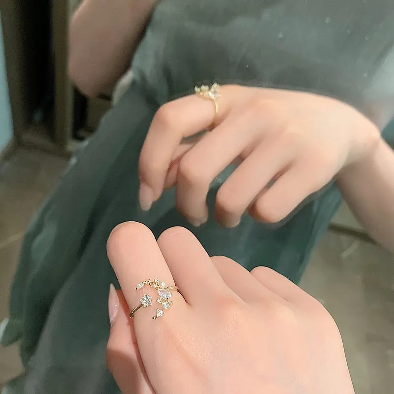 Copper Zircon Star Cocktail Ring