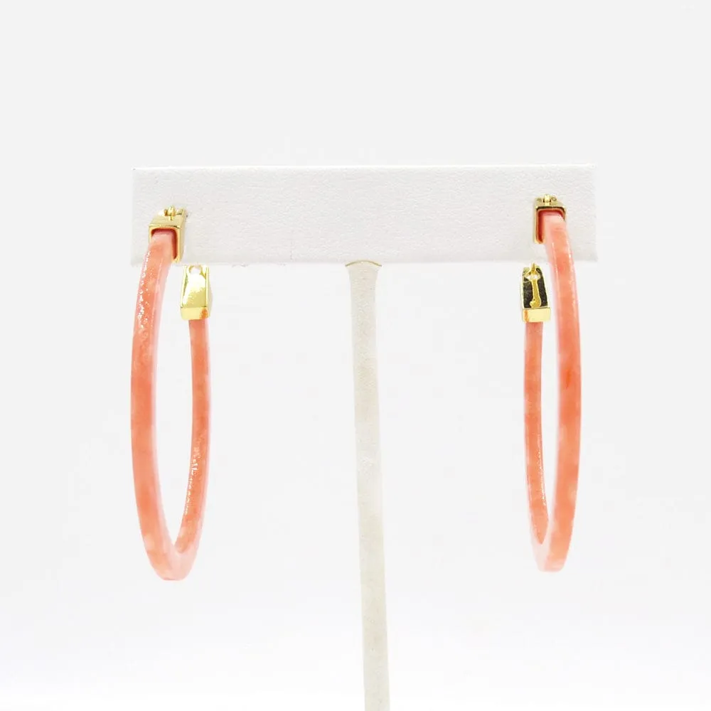 CORAL RESIN HOOP EARRING 50mm