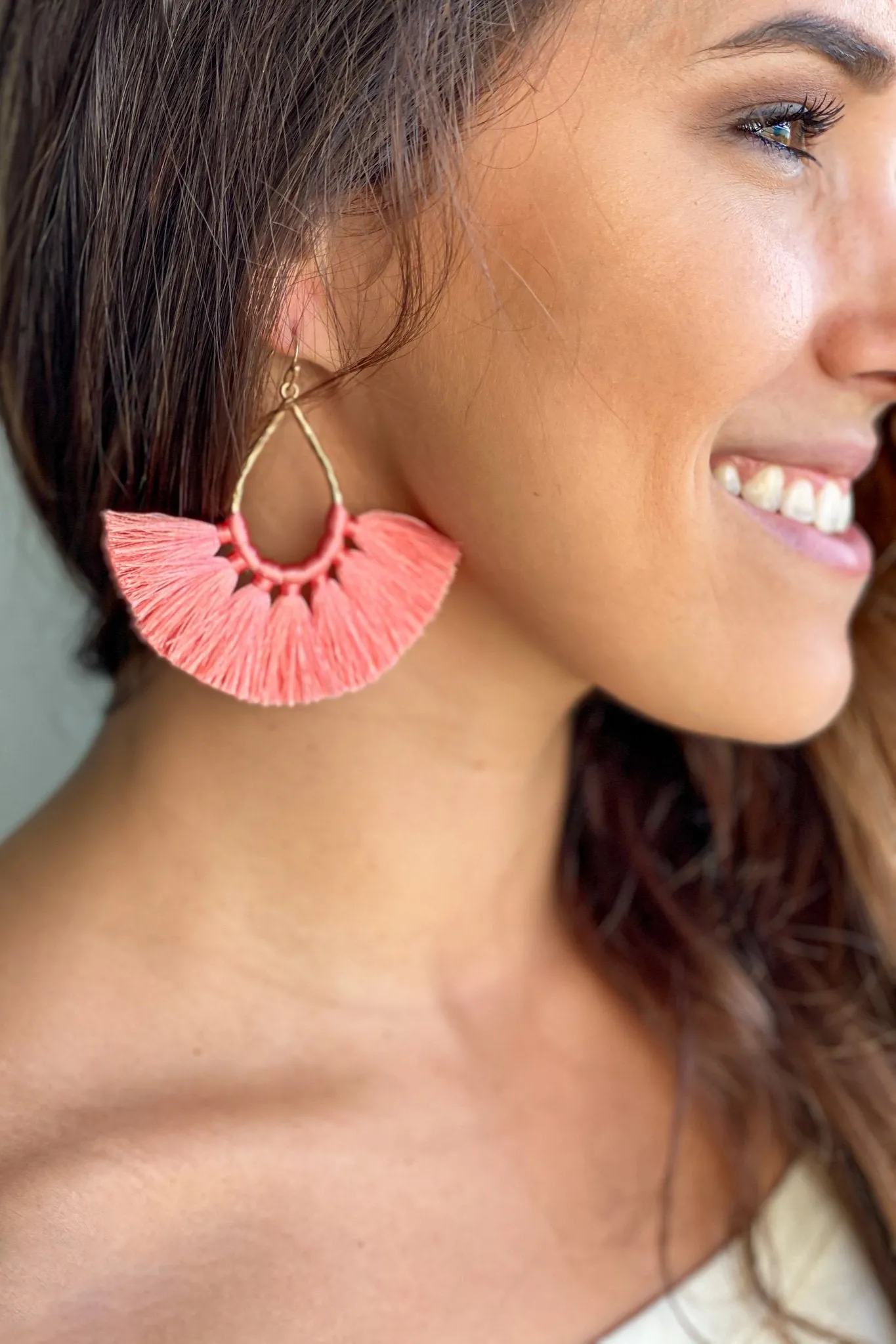 Coral Tassel Earrings