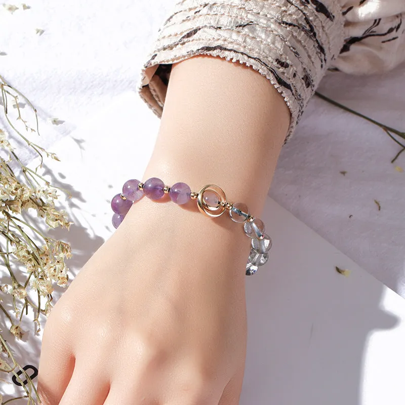 Couple's Crystal and Moonstone Sterling Silver Bracelet