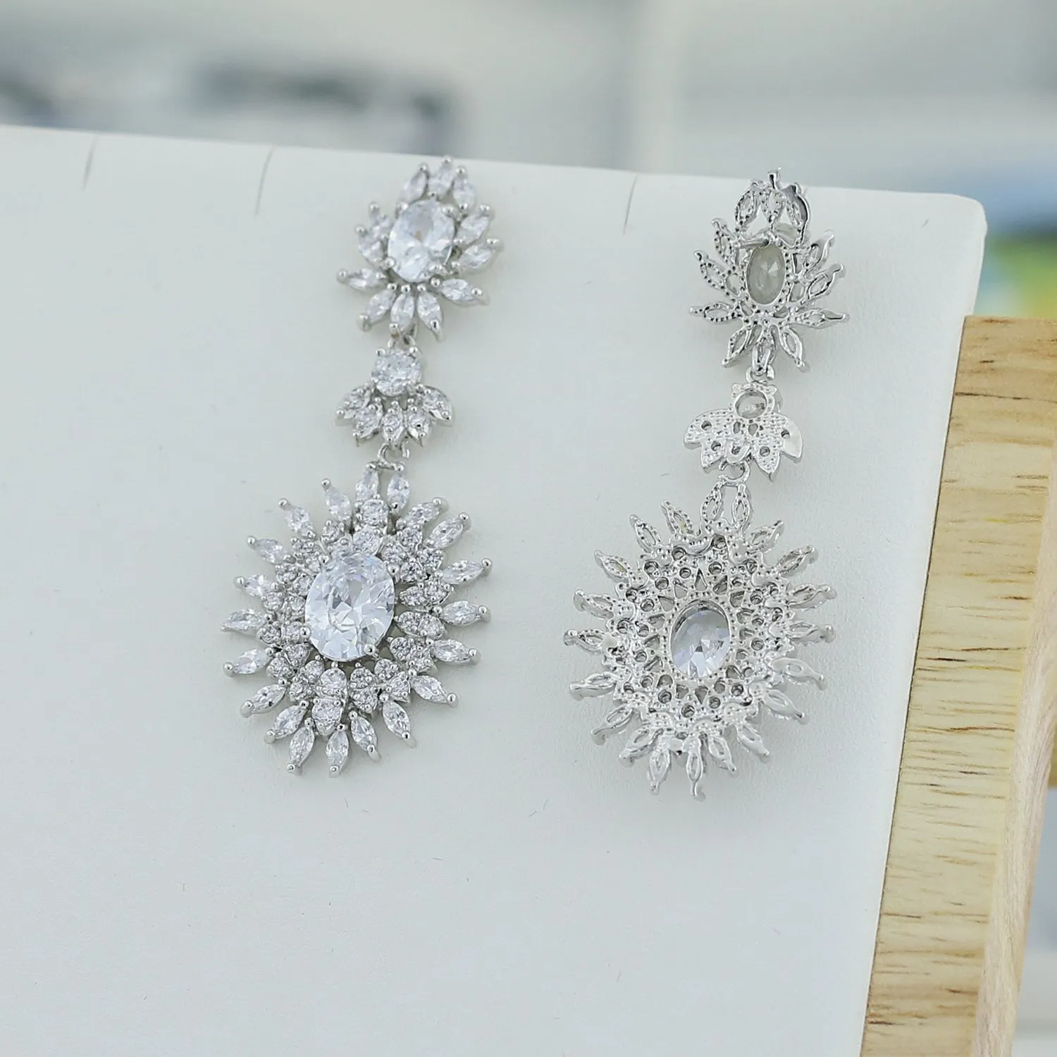 Cubic Zircon CZ Copper Wedding Dangle Wedding Earring  CE10264