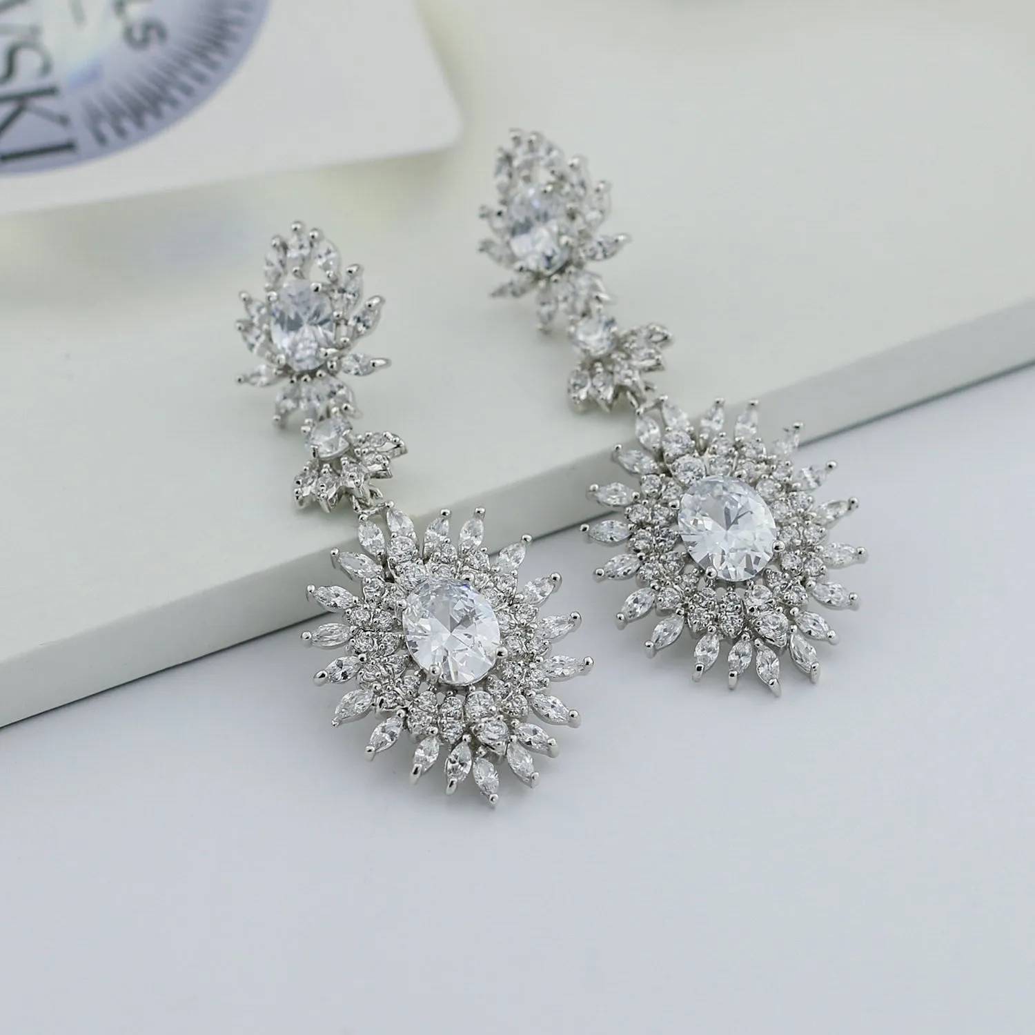 Cubic Zircon CZ Copper Wedding Dangle Wedding Earring  CE10264