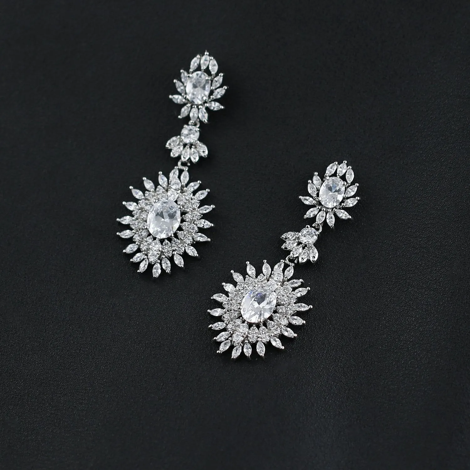 Cubic Zircon CZ Copper Wedding Dangle Wedding Earring  CE10264