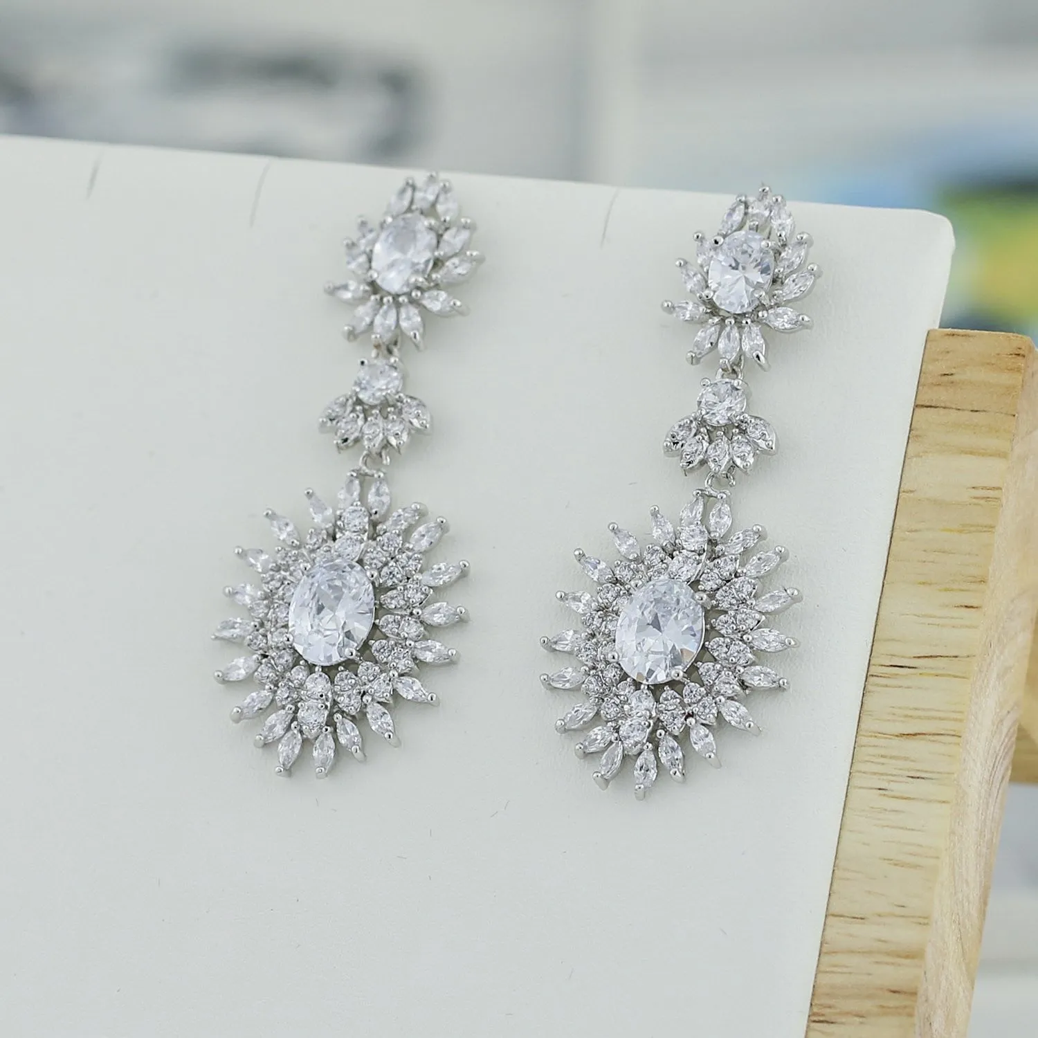 Cubic Zircon CZ Copper Wedding Dangle Wedding Earring  CE10264