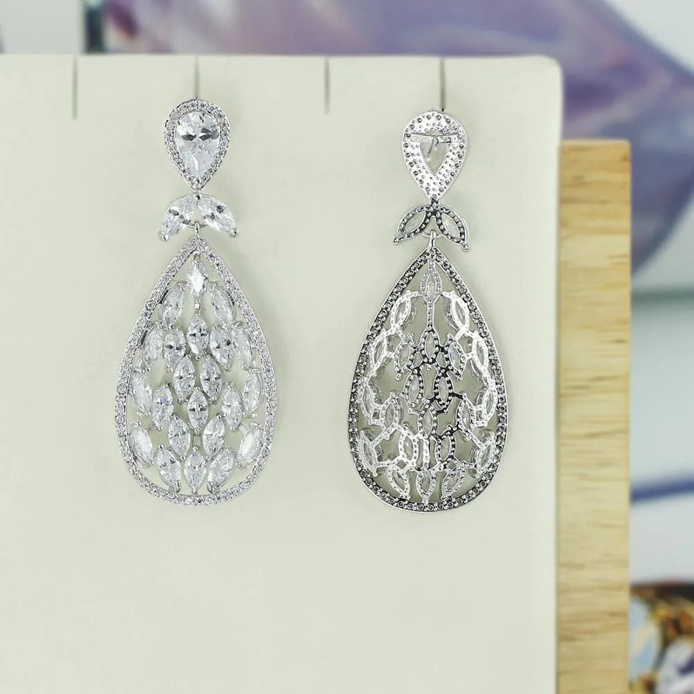 Cubic Zircon CZ Copper Wedding Dangle Wedding Earring  CE10773