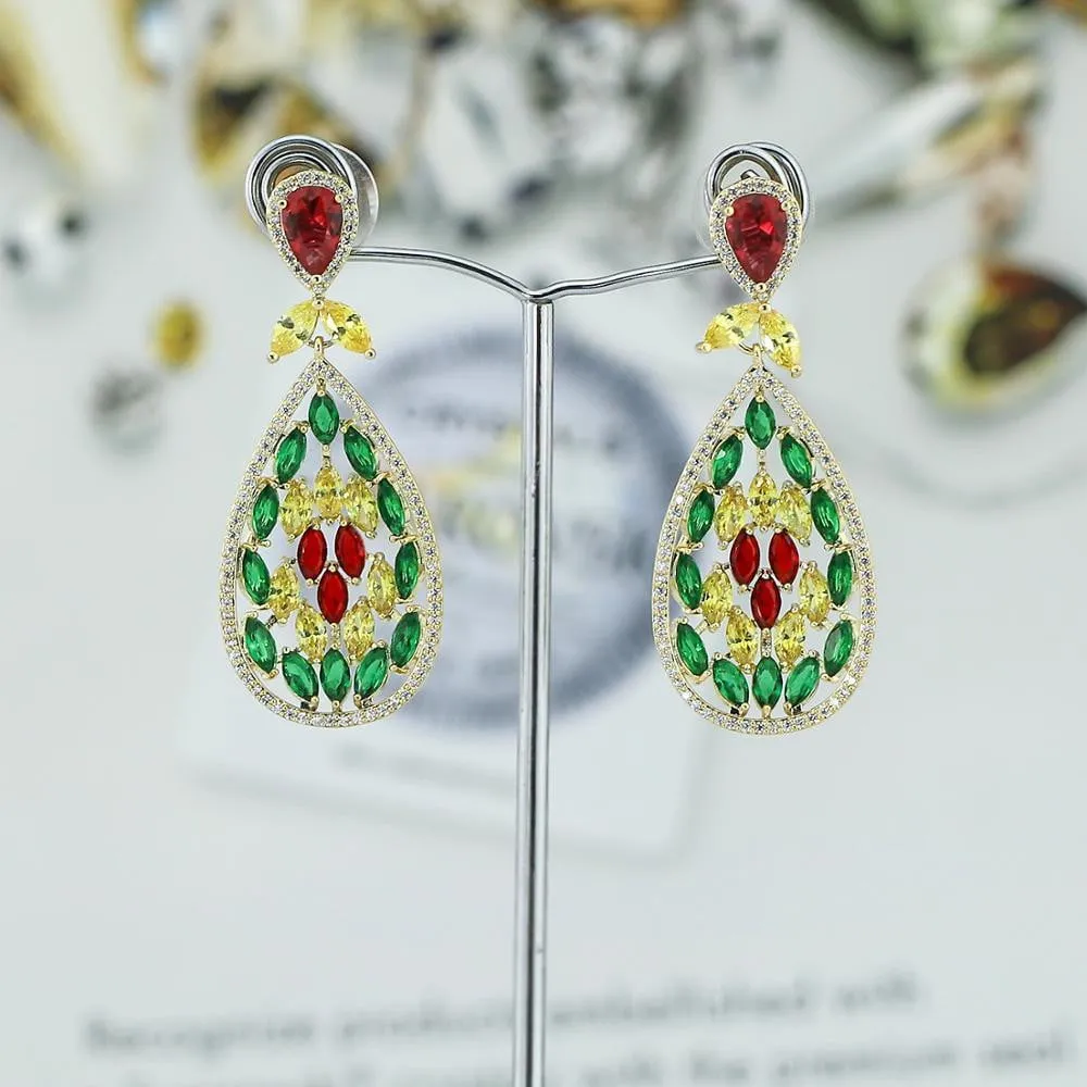 Cubic Zircon CZ Copper Wedding Dangle Wedding Earring  CE10773