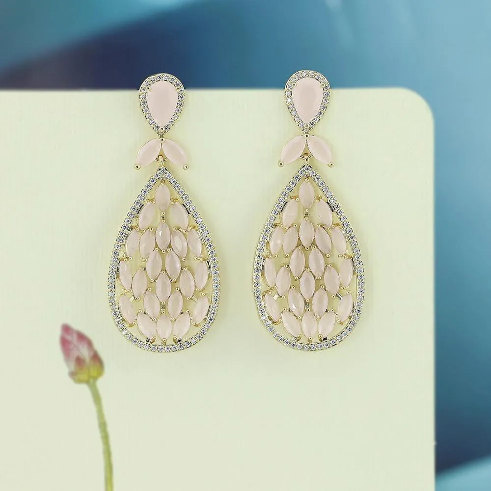 Cubic Zircon CZ Copper Wedding Dangle Wedding Earring  CE10773
