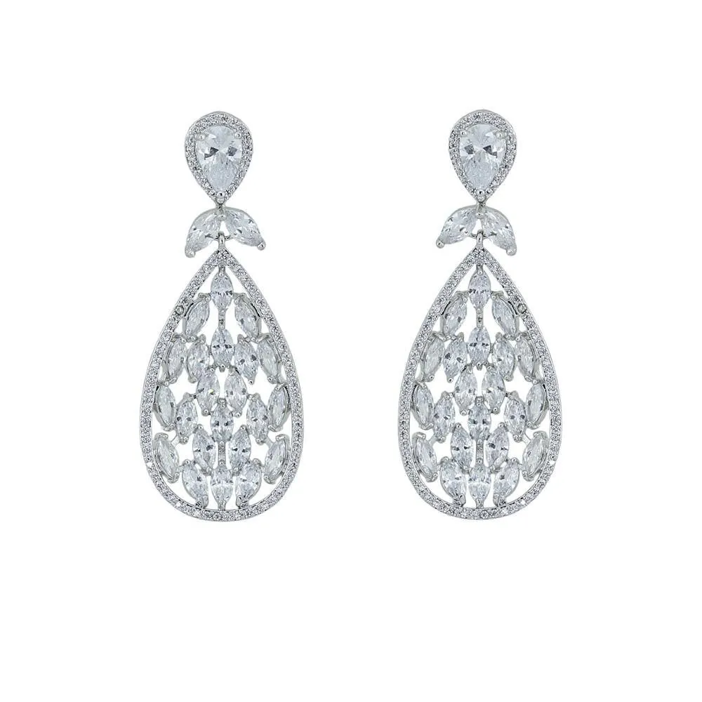 Cubic Zircon CZ Copper Wedding Dangle Wedding Earring  CE10773