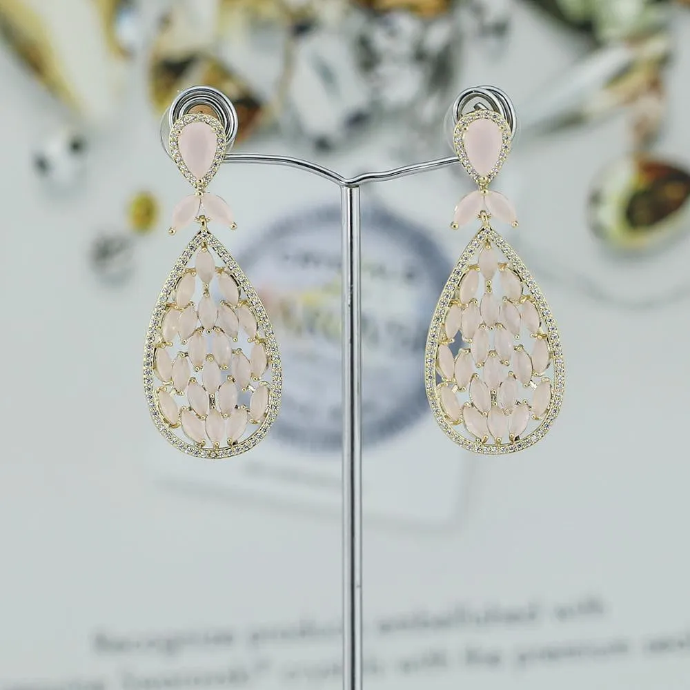 Cubic Zircon CZ Copper Wedding Dangle Wedding Earring  CE10773