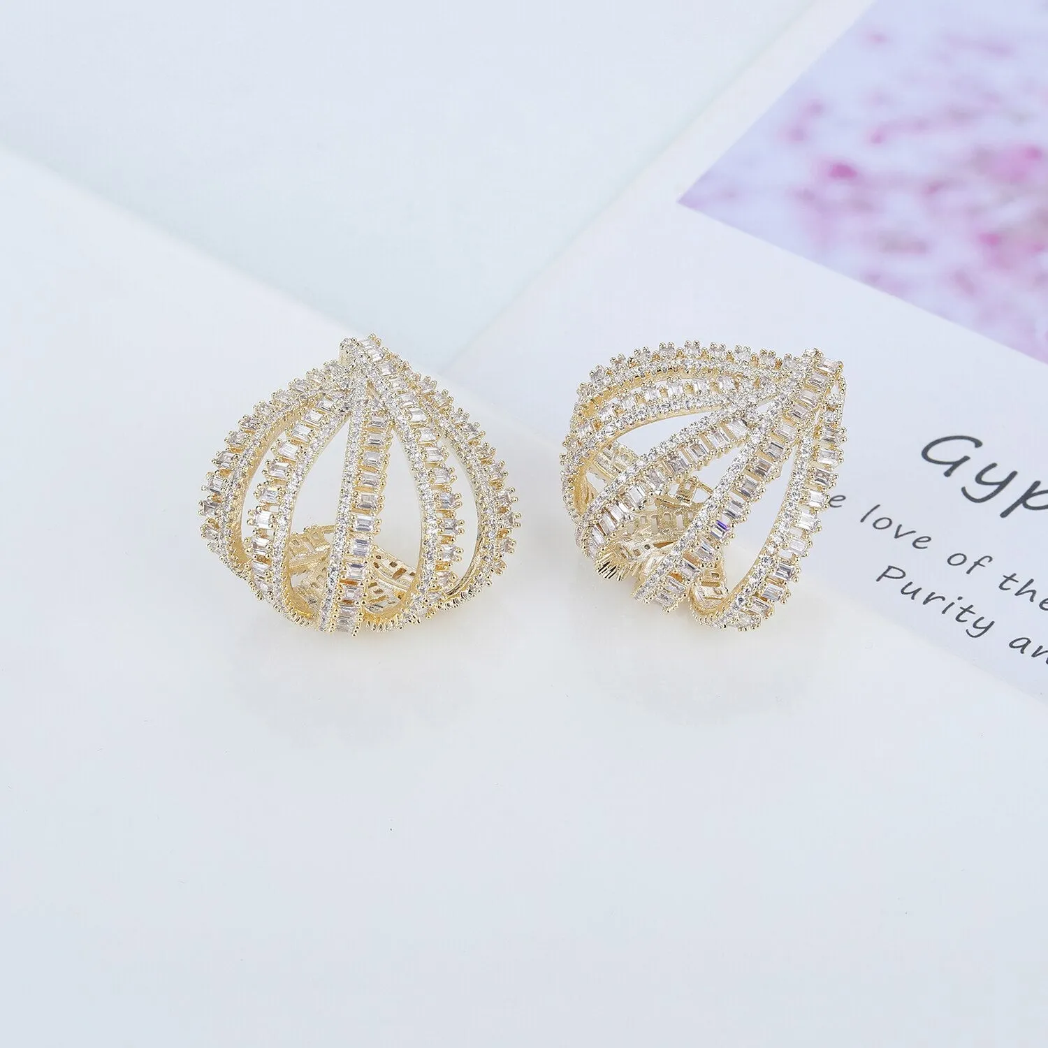 Cubic Zircon CZ Fashion Earrings for Wedding, Crystals Earring for Bride, Women Girl Birthday Party Jewelry CE11370