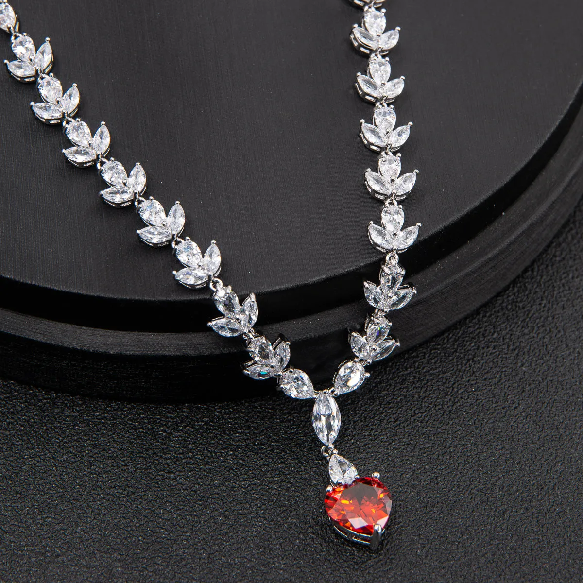 Cubic zirconia bride wedding necklace earring set CN10201