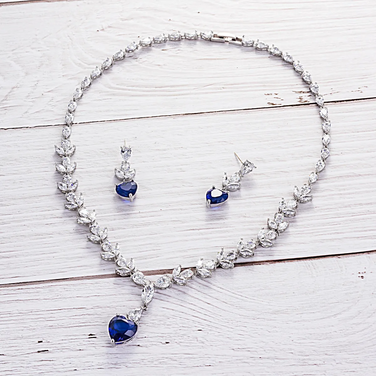 Cubic zirconia bride wedding necklace earring set CN10201