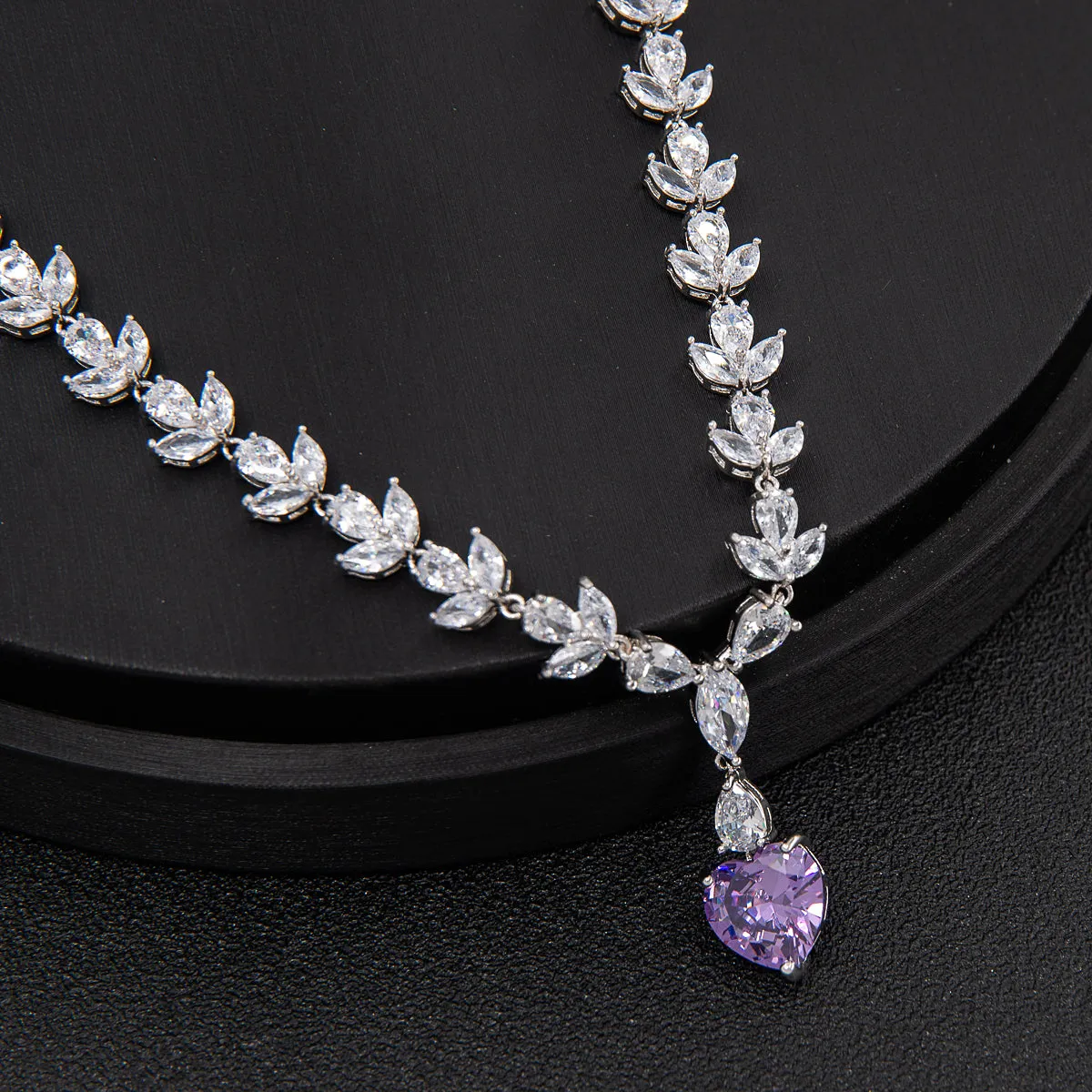 Cubic zirconia bride wedding necklace earring set CN10201