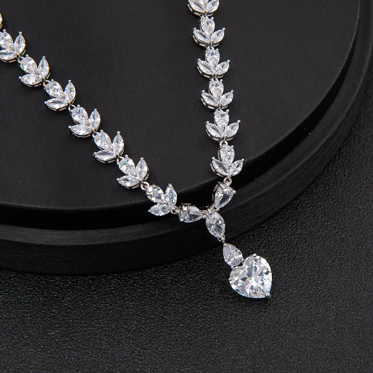 Cubic zirconia bride wedding necklace earring set CN10201