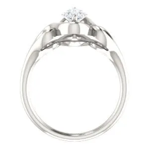 Cubic Zirconia Engagement Ring- The Bentley (Customizable Marquise Cut Solitaire with Wide Tapered Band and Side Engraving Motif)
