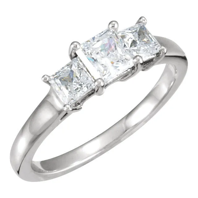 Cubic Zirconia Engagement Ring- The Buffy (0.96 TCW 3-Stone Princess Cut)