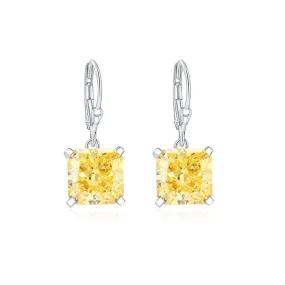 Cushion Cut Zircon Silver Hoop Earrings