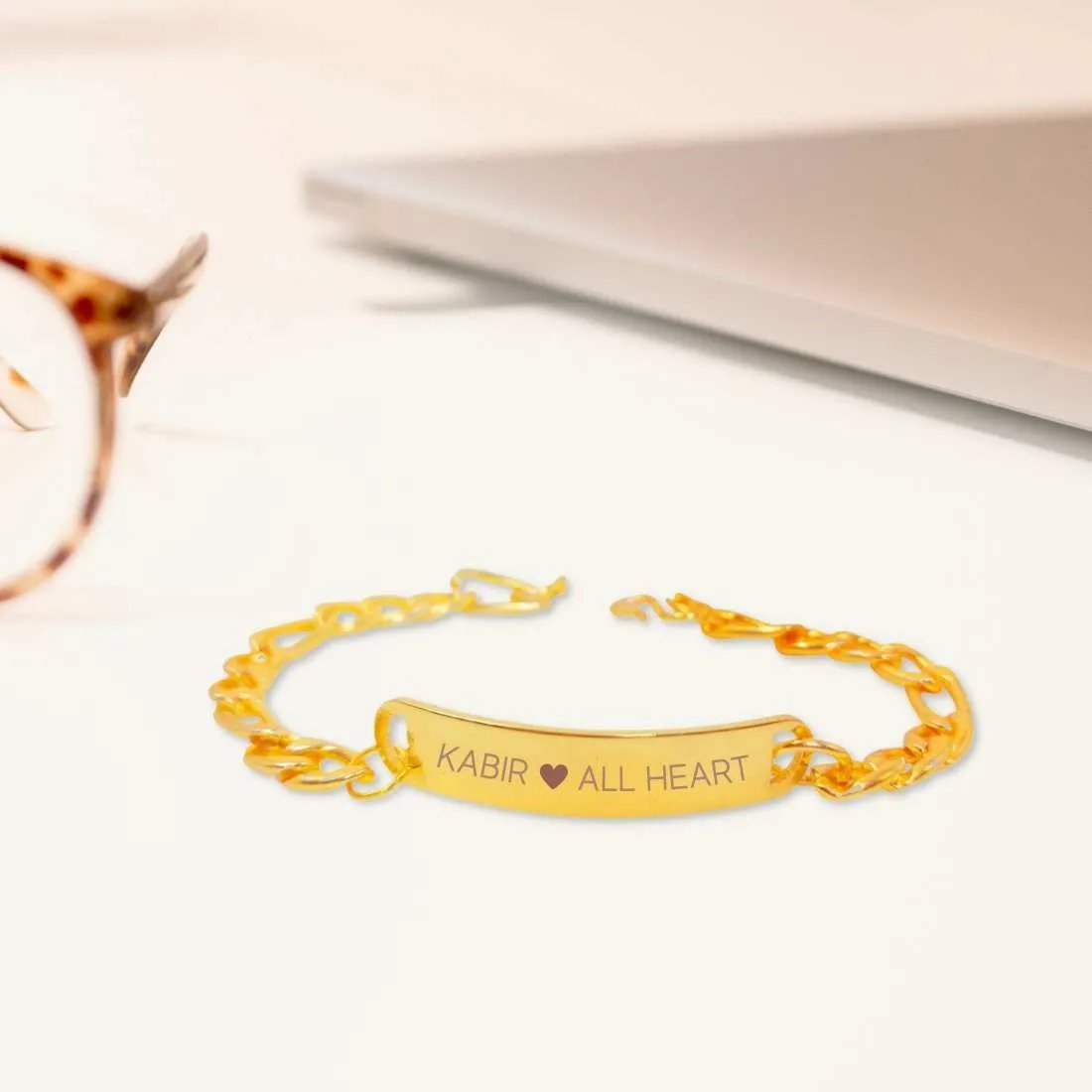 Customized Bracelet for Him Chain Bracelets - Black Rhodium/Gold Plated - Heart