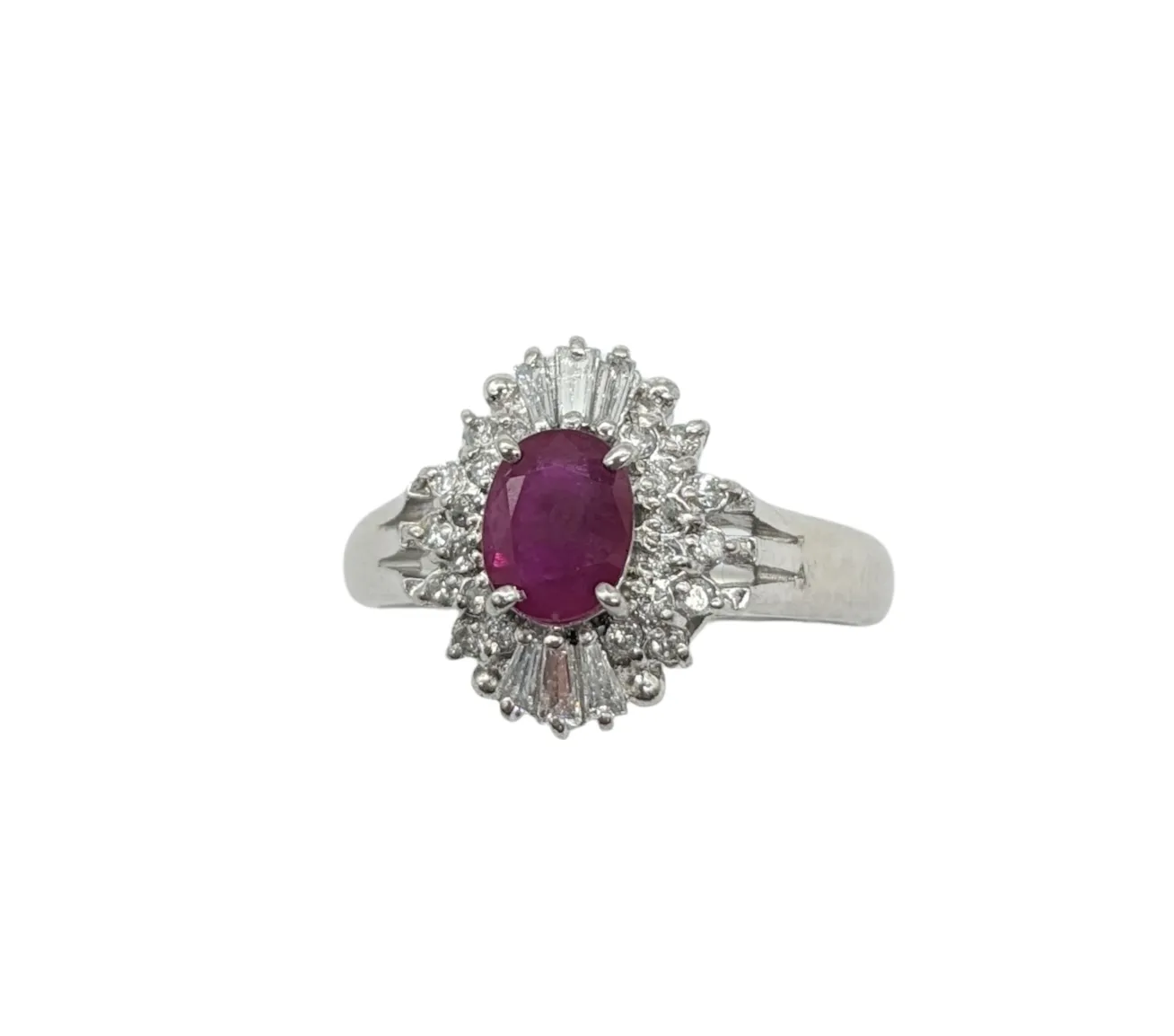 Diamond and Ruby Split Shank Ring